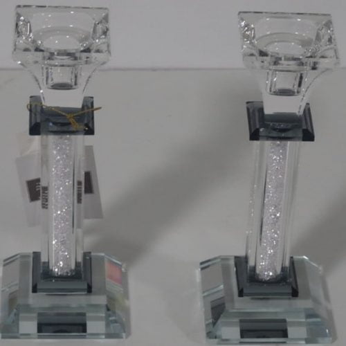 זוג פמוטי קריסטל מלבן לבן שחור